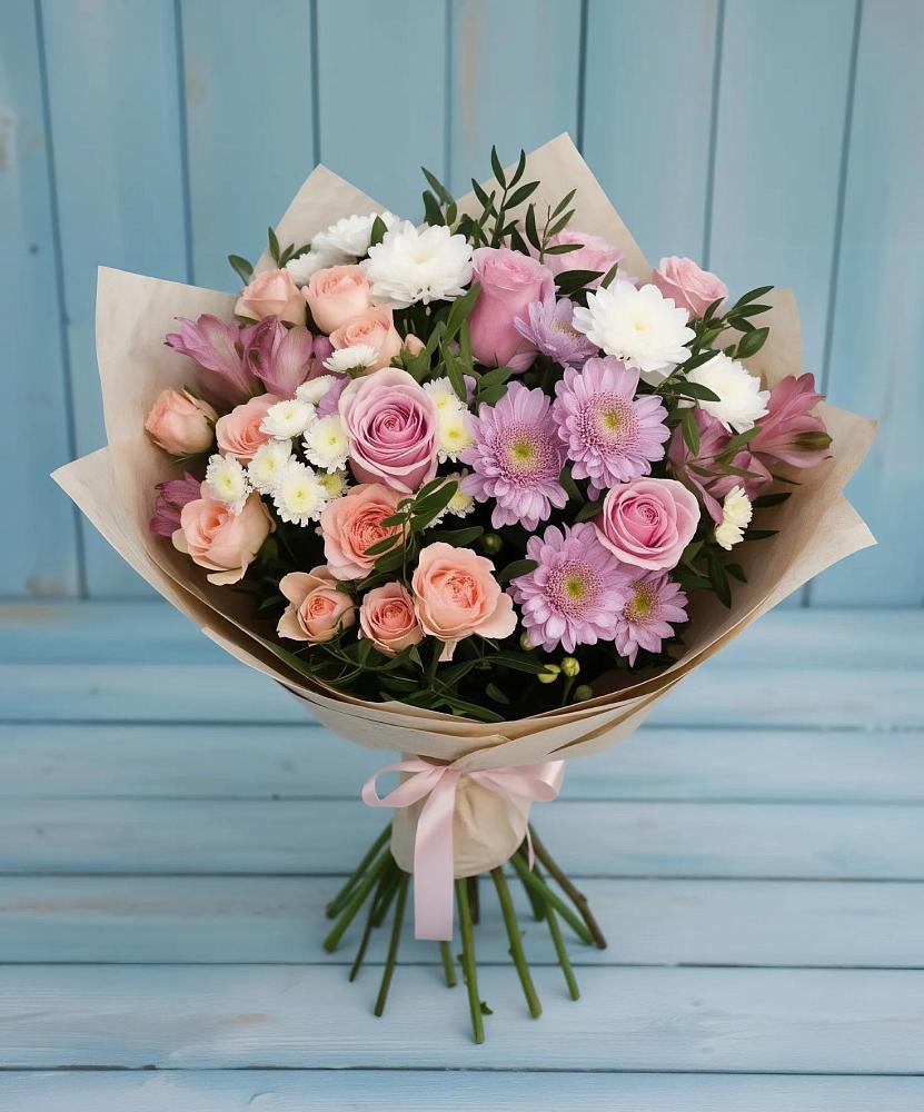 Букет цветов из: Хризантемы, Розы и Альстромерии в Галиче