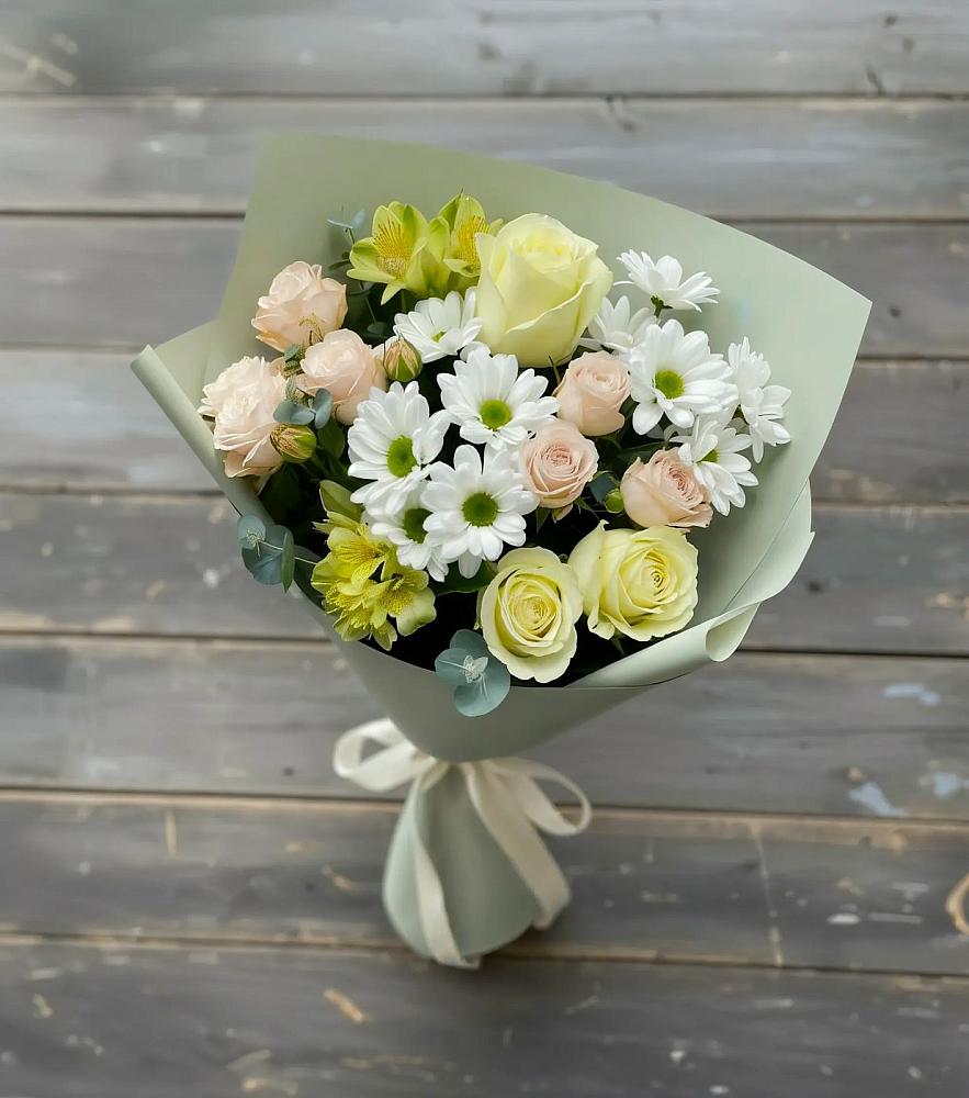 Букет цветов из: Альстромерии, Розы и Хризантемы в Галиче
