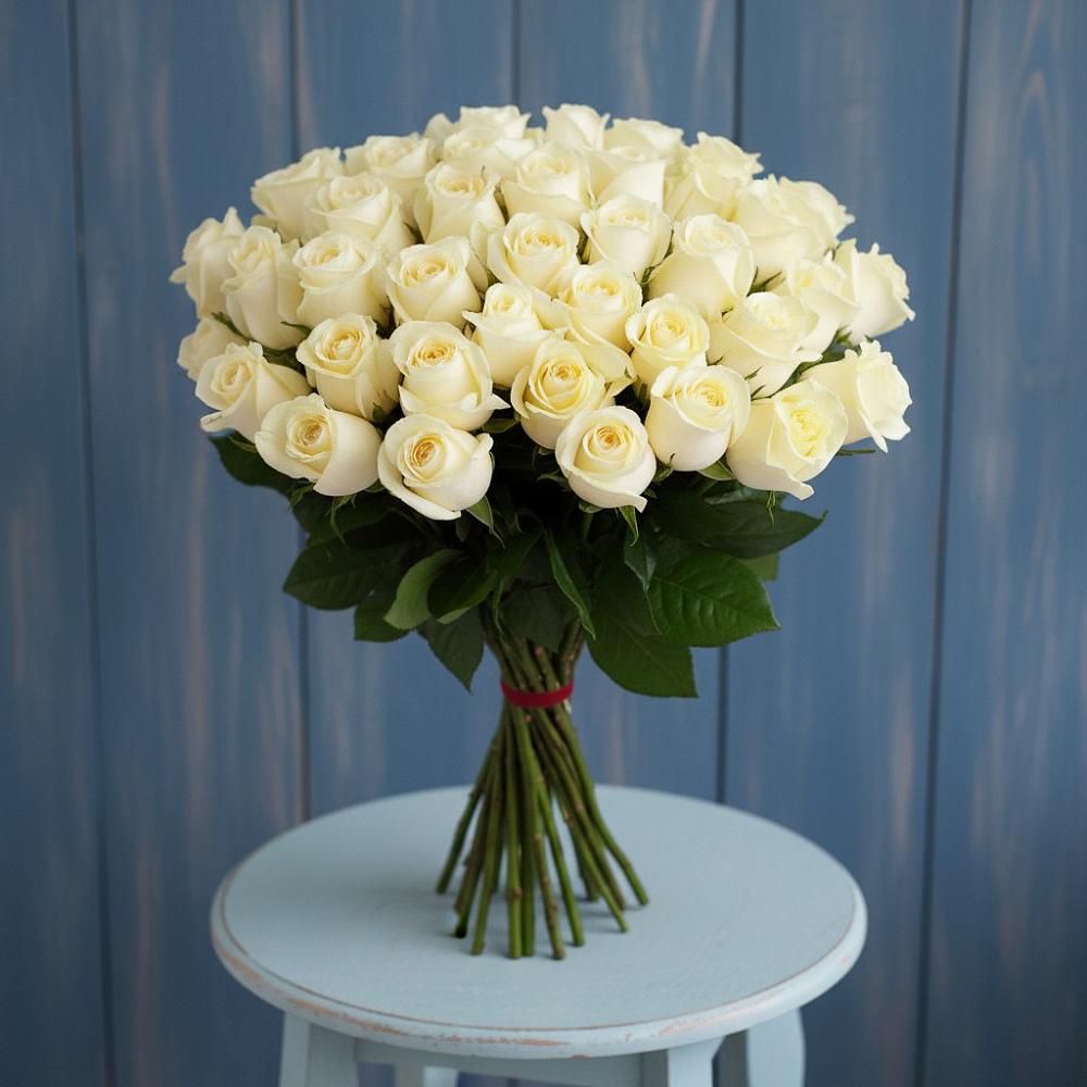 Букет 51 Белая роза Эдлесс Лав в Галиче