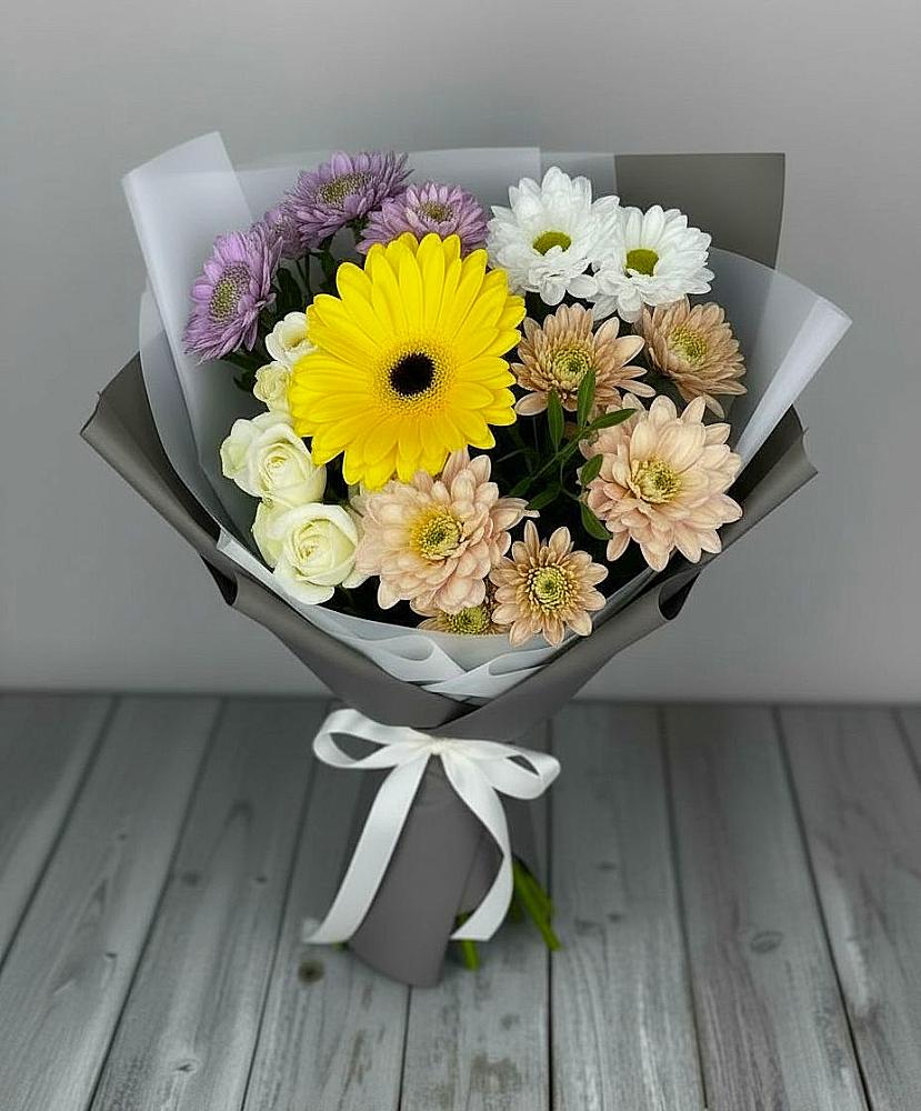 Букет цветов из: Розы, Герберы и Хризантемы в Галиче