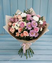 Букет цветов из:  Хризантемы, Розы и Альстромерии в Галиче